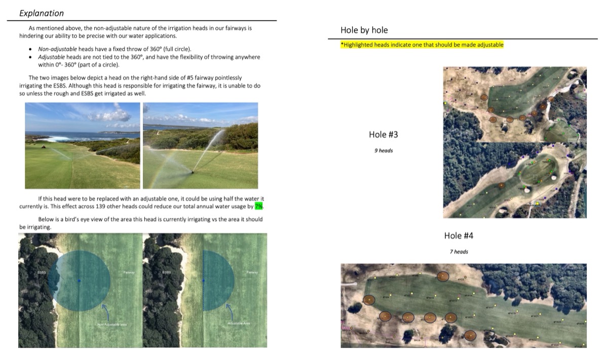 Board-approved irrigation proposal document